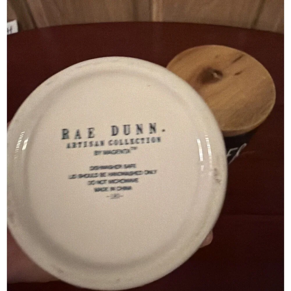 Rae Dunn Salt & Pepper Container Jar Set Ceramic Black & White Wood Lid 3.5